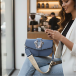 TR Guitar Sling Leather Bag Blue - Image 3