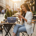 TR Guitar Sling Leather Bag Blue - Image 2