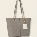 Anne Klein Embossed Chain Tote Sesame