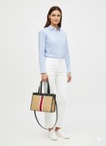 Tommy Hilfiger 2Way Tote Bag Rattan Style Blue - Image 2