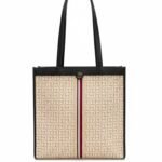 Tommy Hilfiger Book Tote Beige Navy Vertical