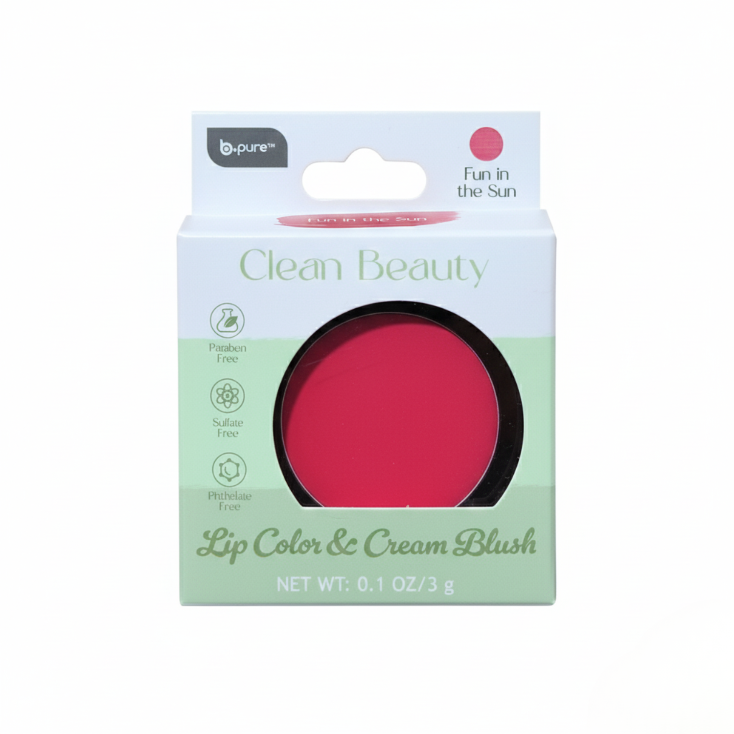 BPURE CLEAN BEAUTY LCREAM BLUSH FUN IN THE SUN (2) B-pure Clean Beauty Cream Blush Fun in the Sun - Image 1