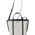 Tommy Hilfiger 2-WAY LEATHER MONOGRAM BAG-NAVY BLUE