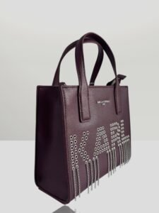 Karl Lagerfeld Womens Booktote Bag 2way Leather Sparkle Wine - Image 3