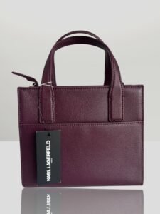 Karl Lagerfeld Womens Booktote Bag 2way Leather Sparkle Wine - Image 2
