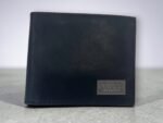 Guess Men's Wallet Bifold Leather Black With Metal Plate Logo