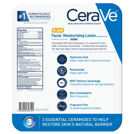CeraVe AM Facial Moisturizing Lotion 30 SPF, 3 fl oz, 2-pack - Image 2
