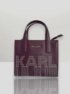 Karl Lagerfeld Womens Booktote Bag 2way Leather Sparkle Wine