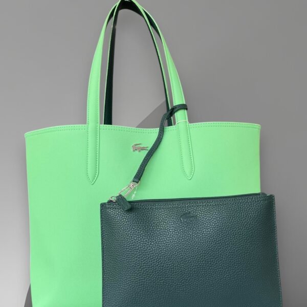 Lacoste  Reversible Tote Bag Light Green and Dark Green Color