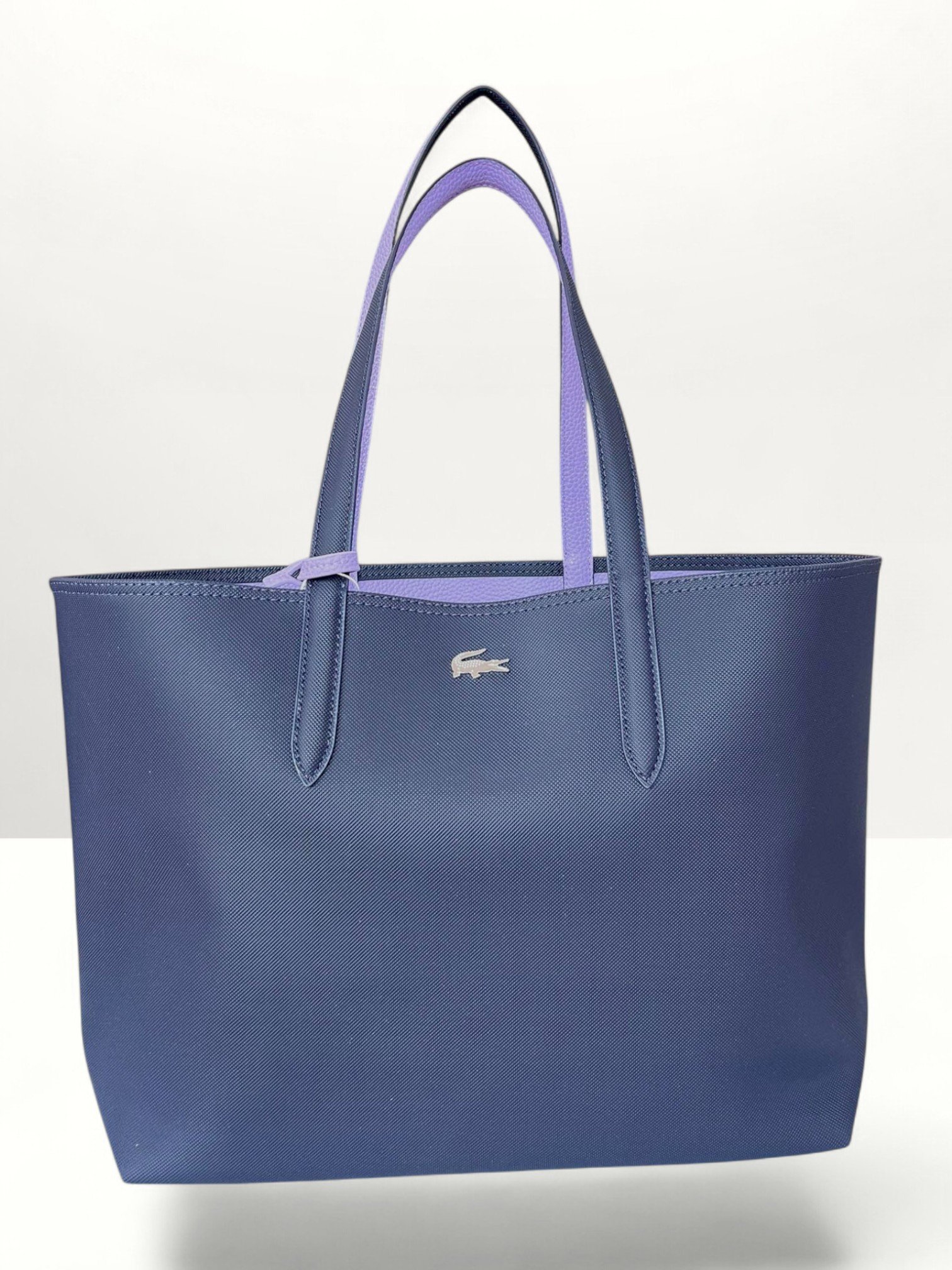 Lacoste Reversible Tote Bag with Pouch Bicolor Navy and Purple - Image 2