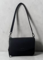 Calvin Klein Shoulder Bag Flap Leather Black