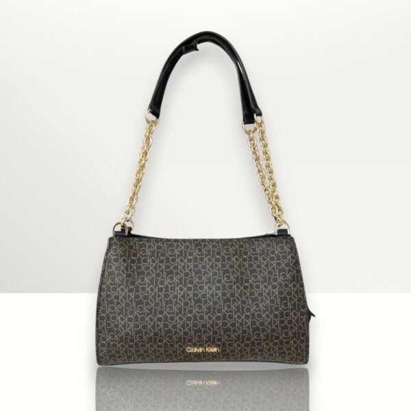 Calvin Klein Shoulder Bag Printed Leather Brown