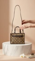 GUESS Finneas Mini Crossbody Top-Handle Bag – Brown Monogram - Image 4
