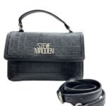 Steve Madden Embossed Logo Top-Handle Bag-Black