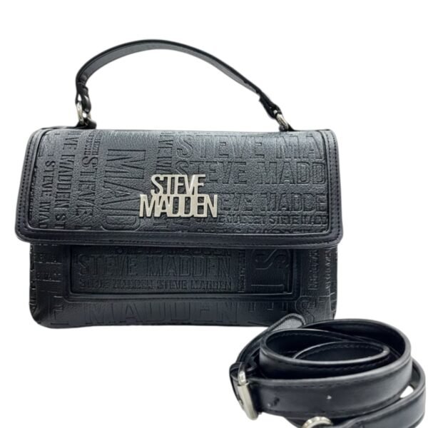 Steve Madden Embossed Logo Top-Handle Bag-Black