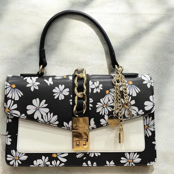Aldo Bag Black Floral Gold Hardware