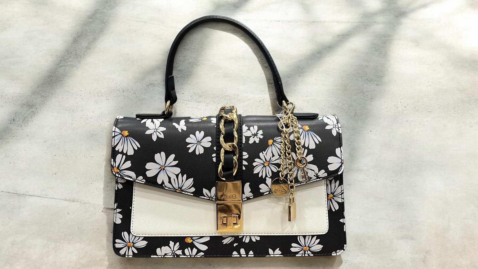 Aldo Bag Black Floral Gold Hardware