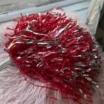 JUST PRETENDING POM POMS RED & SILVER 2PACK
