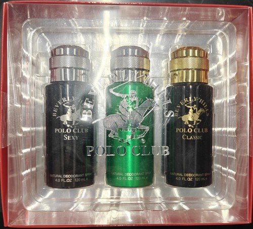 Beverly Hills POLO CLUB Natural Deodorant Spray 3pc Set
